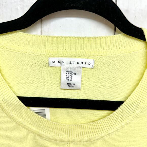 Max Studio Sweater Women Size Xl Long Sleeve Round Neck Straight Hem Yellow - Picture 2 of 6